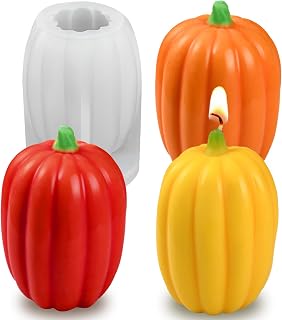 Pumpkin Candle Mold, Halloween Silicone Molds for Candles Wax Soap Plaster Clay Epoxy Resin Casting, Fall Candle Molds for Thanksgiving Home Decor 06