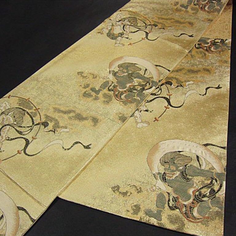 新品細密織西陣織袋帯風神雷神屏風図【綿芯仕立付き】