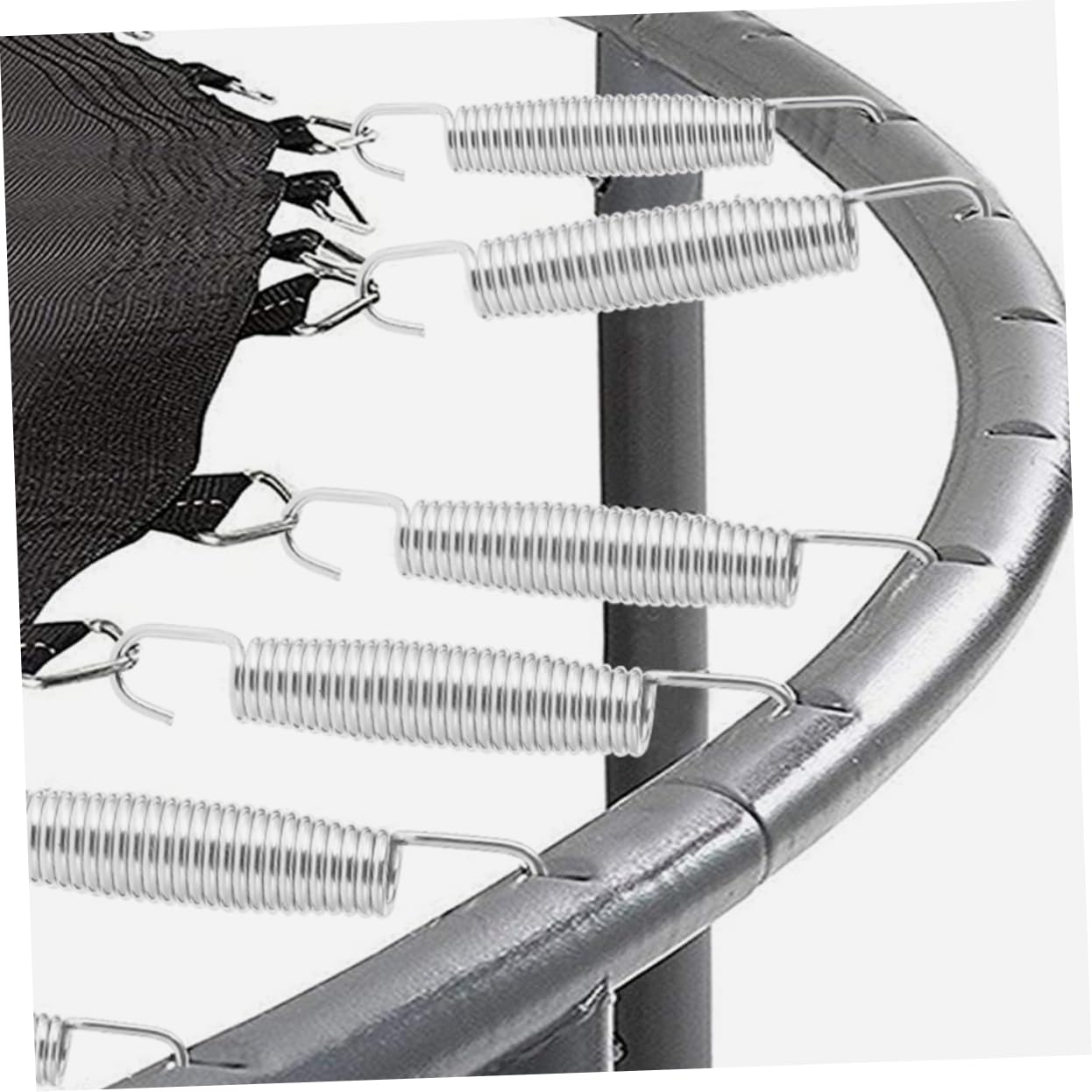 Sosoport 10 Stück Trampolinfedern aus Verzinktem Stahldraht, Silber | Ersatzteil für Große Outdoor Modelle und Kleiner Trampoline, Korrosionsbeständig, mit Sicherheitskappen und Abdeckungen