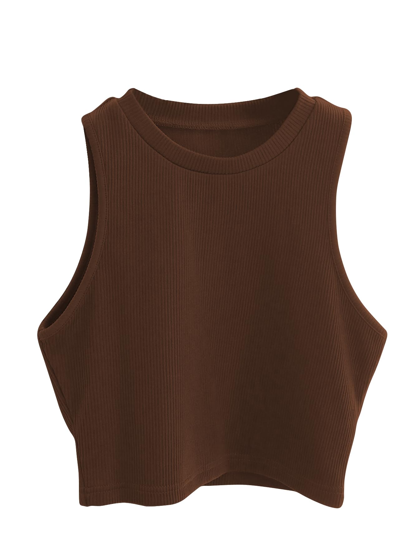 toochki Women’s Ribbed Crop Tank Top | Stretchy Sleeveless Round Neck Fitted Top for Casual-picture-35