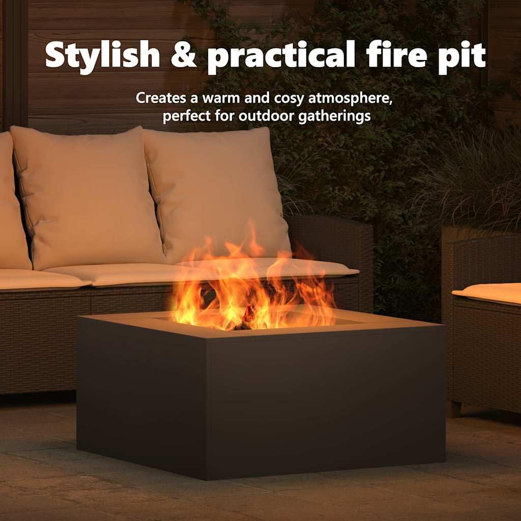 vidaXL Feuerstelle Schwarz 80x80x40 cm Stahl rechteckig tragbar
