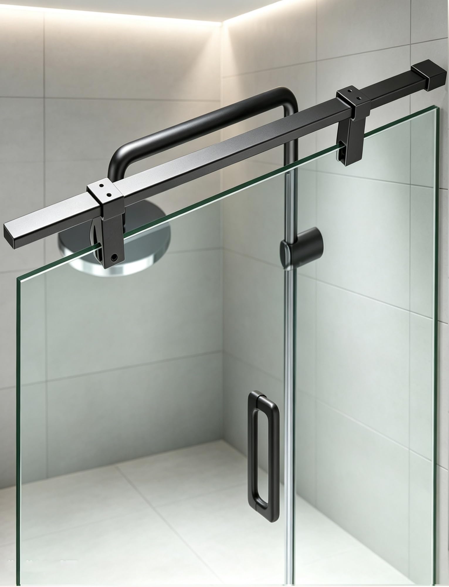 Barra de soporte de vidrio for ducha de acero inoxidable, soporte fijo de pared a vidrio