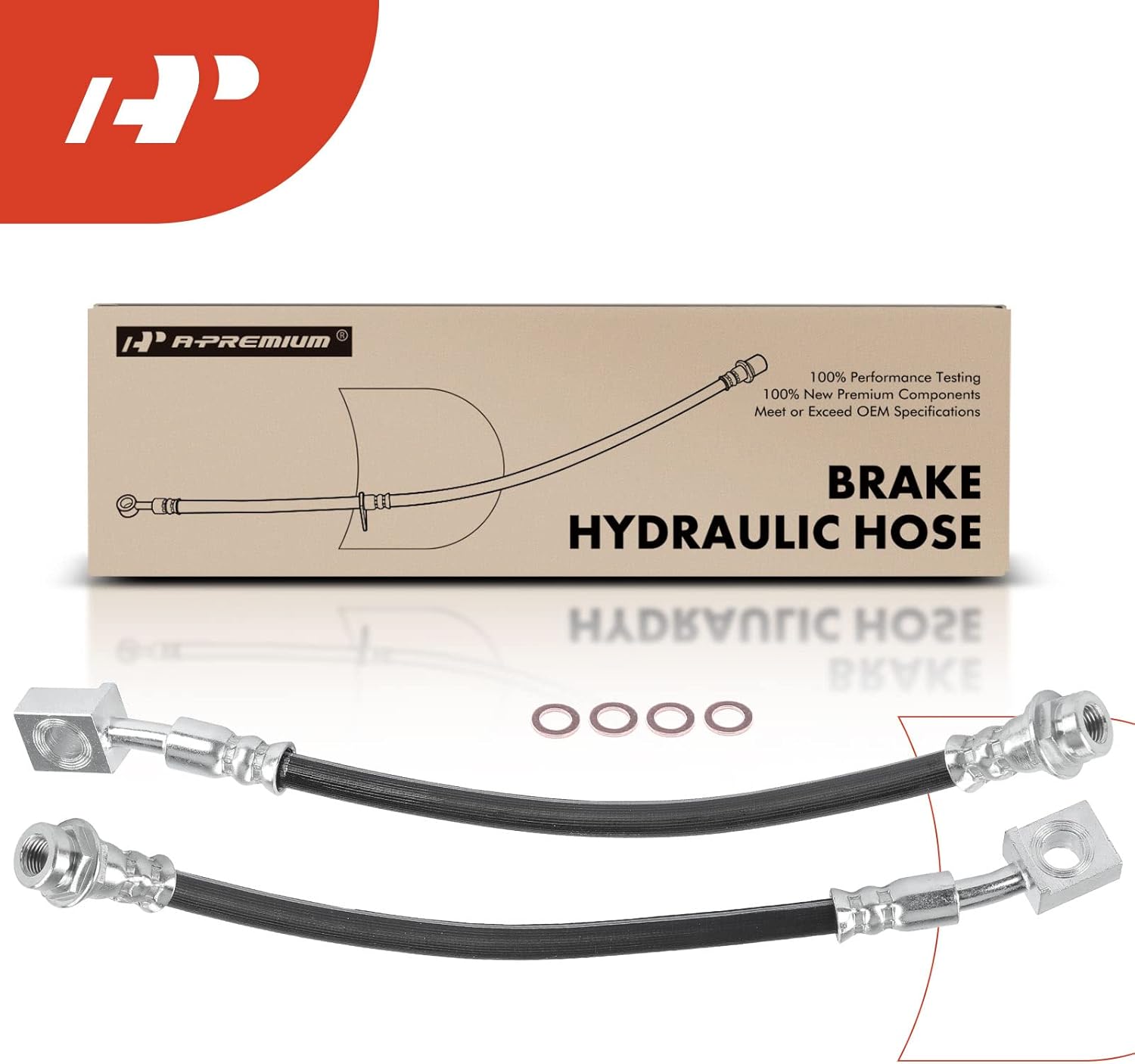A-Premium Rear Outer Brake Hydraulic Hose Compatible with Select Chevy, Cadillac and GMC Models - Suburban 1500, Tahoe, Avalanche 1500, Escalade, Escalade ESV/EXT, Yukon, Yukon XL 1500, Pack 0f 2