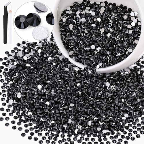 Image of 5000PCS SS10 /2.8mm Crystal Glass Rhinestones for Bedazzling (Jet Black) | Flatback Rhinestones for Crafting DIY Nail Art Makeup Decoration, Gems Diomand Charms for Tumbler Shoes Clothing Mug