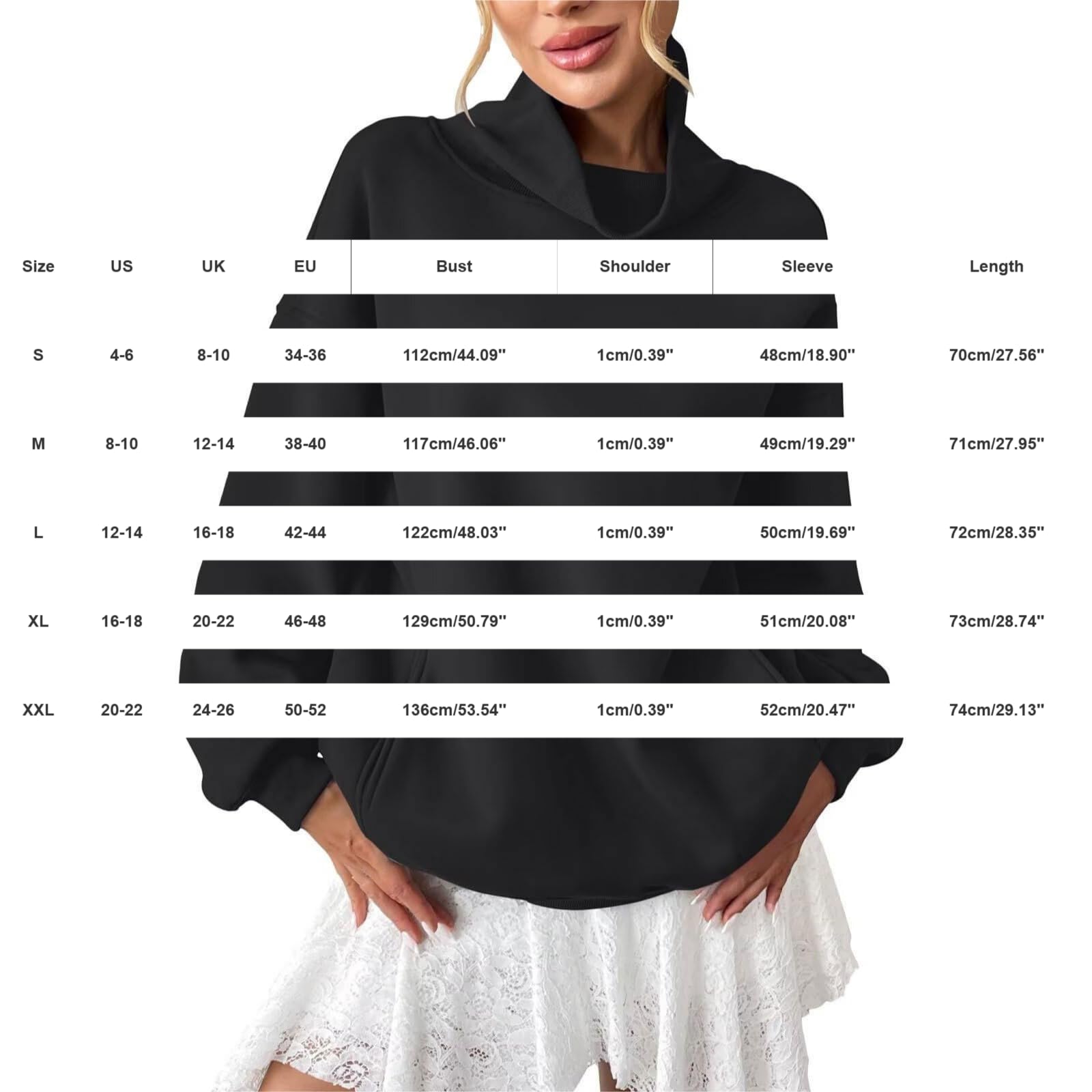 Sudadera de mujer sin capucha, sudadera con cuello alto y manga larga, tendencia de color liso, suéter cálido y cómodo, informal, salida, otoño e invierno