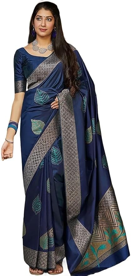 Sarees Woven Designer Banarasi Silk Kanjivaram Saree With Blouse