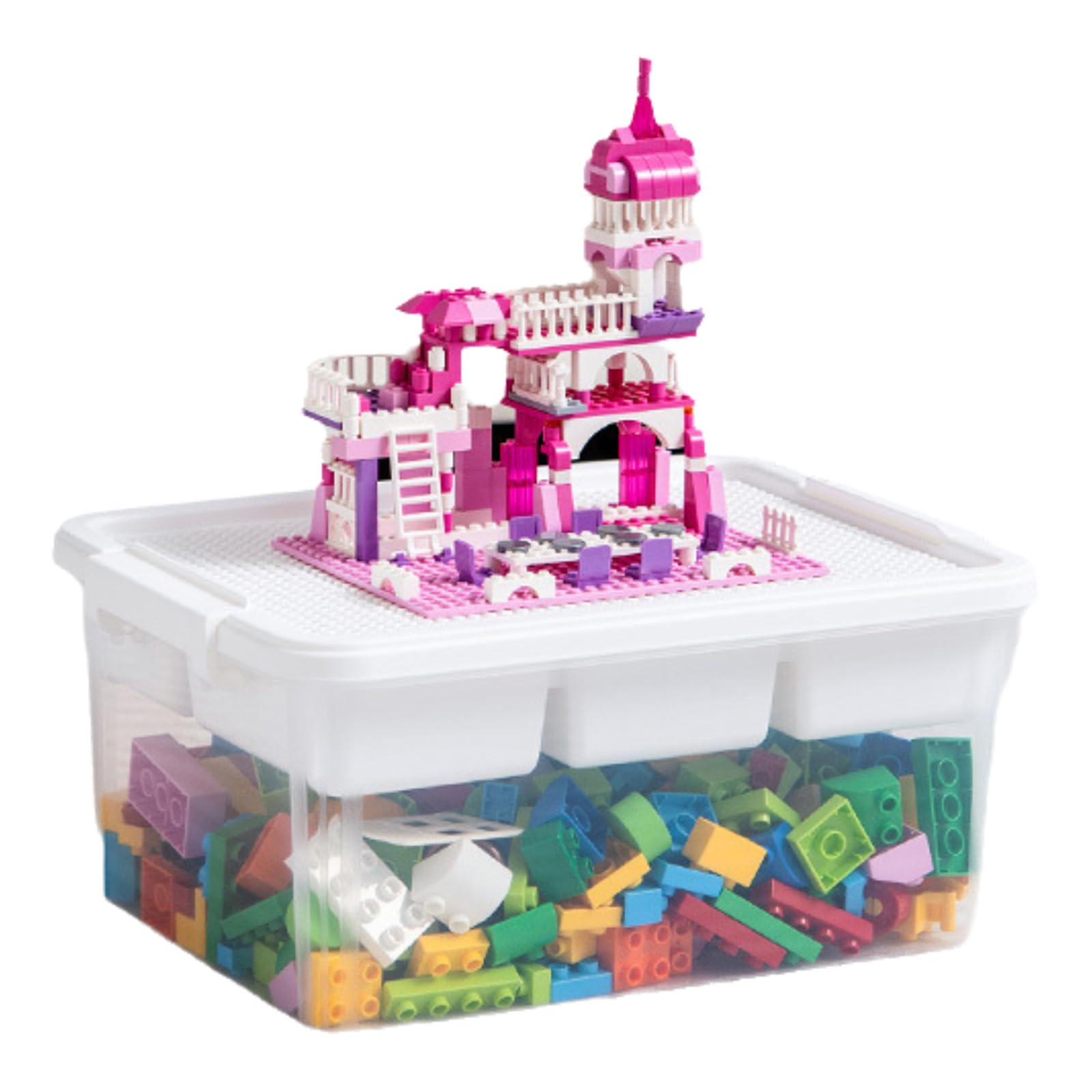 Tazweeq 1 Pack Art Craft Storage Organizer Box, Plastic Storage Box, Removable Tray Craft Organizers, Sorting and Organising Box with Lid,Clear Container for Organizing Toy/Sewing/Bead/Tool