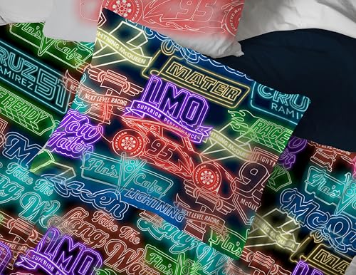 Image of Disney Pixar Cars McQueen Queen Comforter Set 7 Piece Kids Bedding, Black