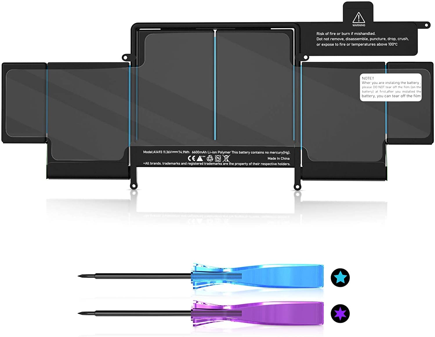A1493 Battery for MacBook Pro 13 inch A1502 Late 2013 Mid 2014 Early 2015, A1502 Battery Replacement A1582, ME864 ME865