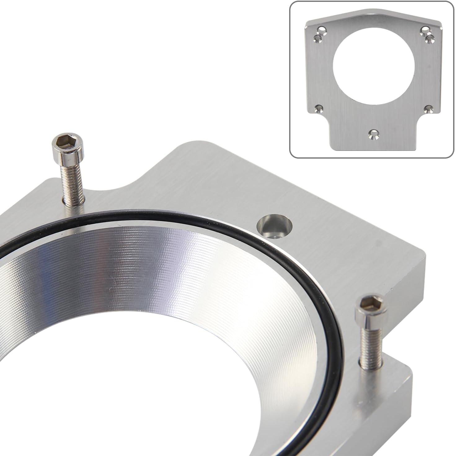 Aluminum 102MM Throttle Body Spacer Adapter Compatible with GM GEN III LS1 LS2 LS6 LSX LS4 Silver