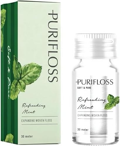 Hilo dental tejido expansible de primera calidad, sin PTFE y PFAS, menta refrescante, recomendado por dentistas, vegano y libre de crueldad,