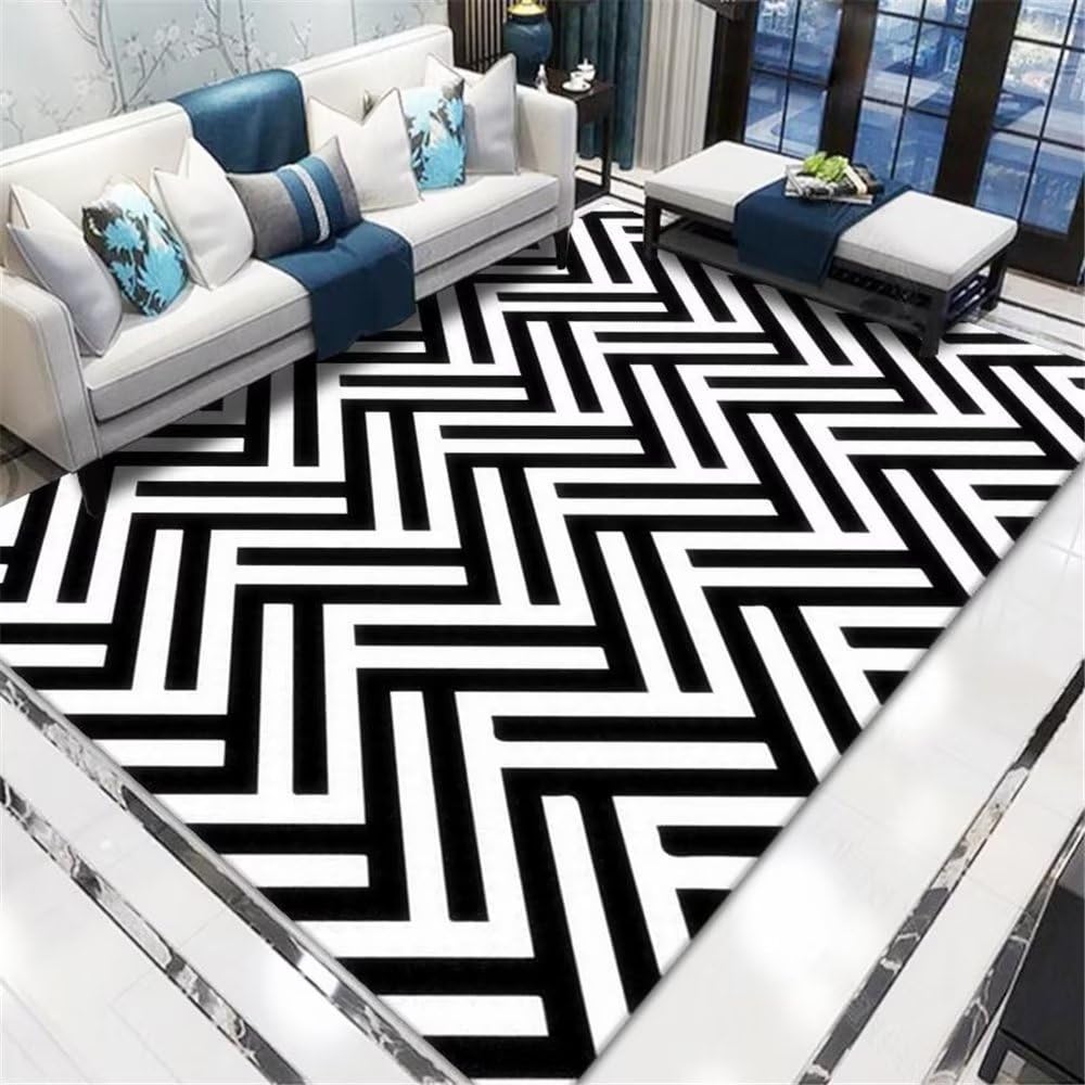 Tapis rayures plissées noir antidérapant pour protéger le sol de chambre ado