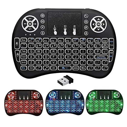 BIFANS 2.4G Mini Wireless Keyboard with Touchpad Mouse, Upgraded Multi Backlit, Portable Wireless Keyboard with USB Receiver Remote Control, Best for Android Smart TV Box HTPC Pad Xbox Windows Mac
