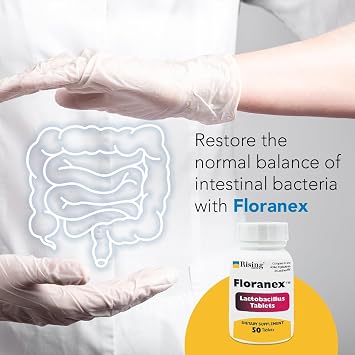 Rising Health FloranexTM Lactobacillus Probiotic Dietary Supplement Tablets for Digestive & Gut Health, Daily Probiotic Support - 50 Tablets