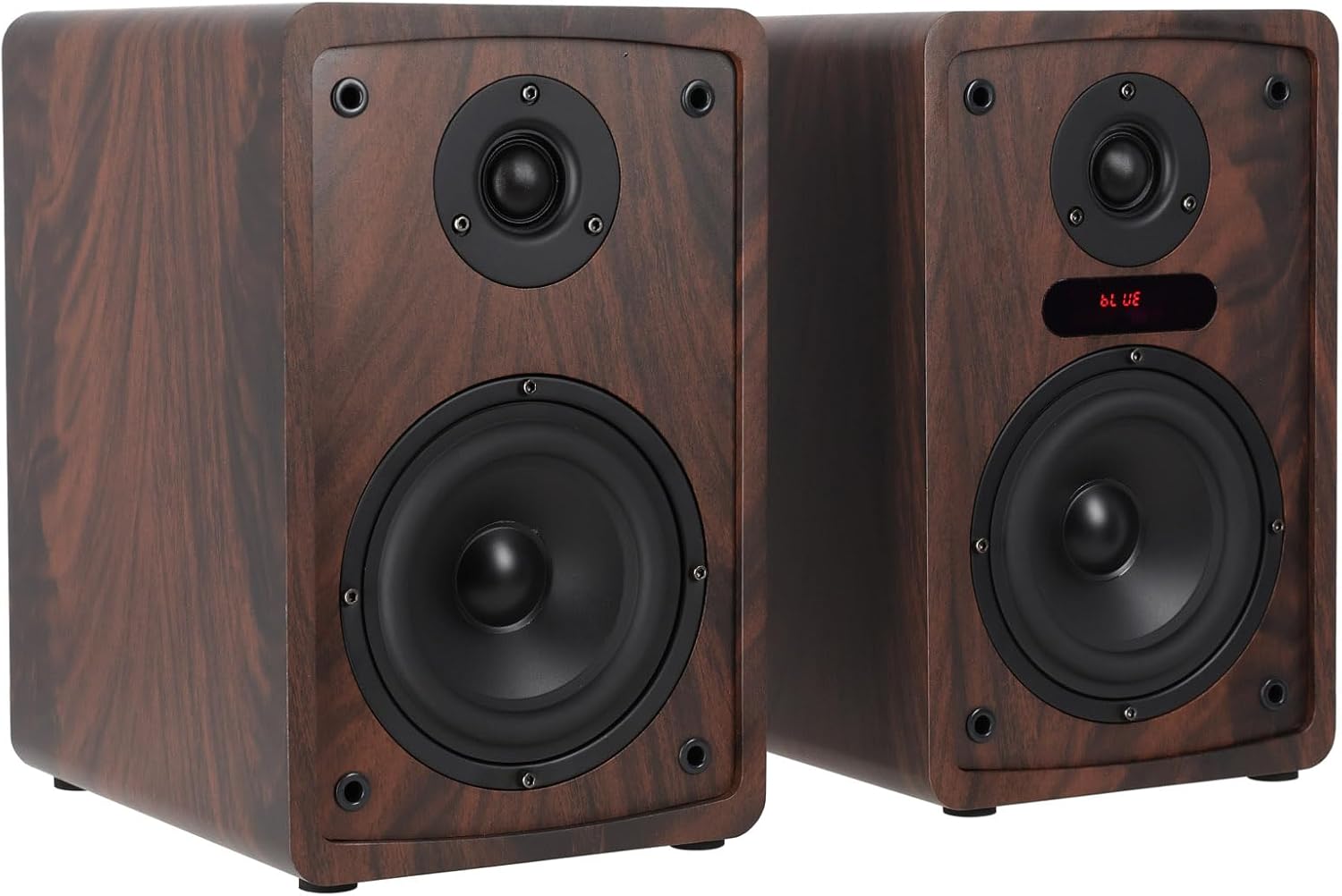 Rockville ELITE-5D Bluetooth Bookshelf Speakers – 800W, 5.25" Drivers, Optical & USB Inputs, Dual Mic Inputs, Dark Wood Finish