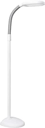 Verilux SmartLight Full Spectrum LED Floor Lamp with Adjustable Brightness and Gooseneck - White