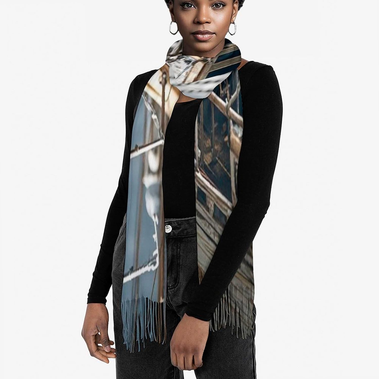 Boat Scarf for Women Men Classic Fashion Blanket Scarves Soft Cashmere Feel Scarf Cold Weather Warm Long Shawl Winter Large Scarves Classic Blanket Scarfs Thick