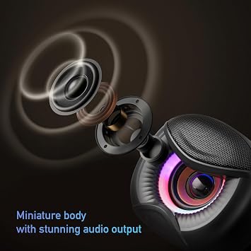 Elimavi USB Computer Speaker with Color Lights, USB Powered Speaker for Desktop