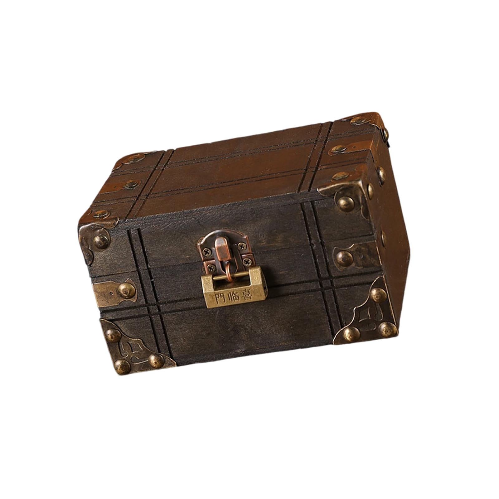 NEWFT Sturdy Seafaring Adventure Themed Lockable Wood Box Antique Styles Storage Solution for Valuables and Memorabilias Home Decoration Accent