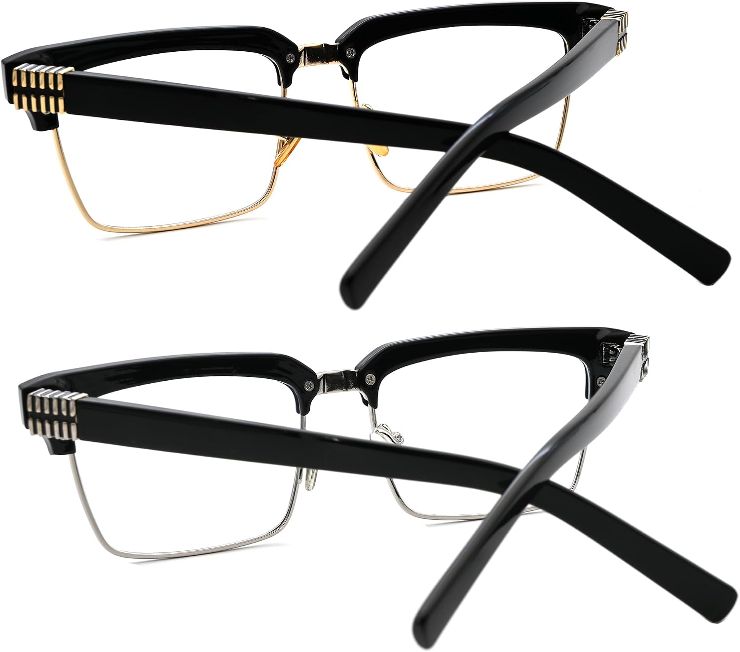 Semi Rimless Rectangle Blue Light Glasses Men Women Black Square Eyewear
