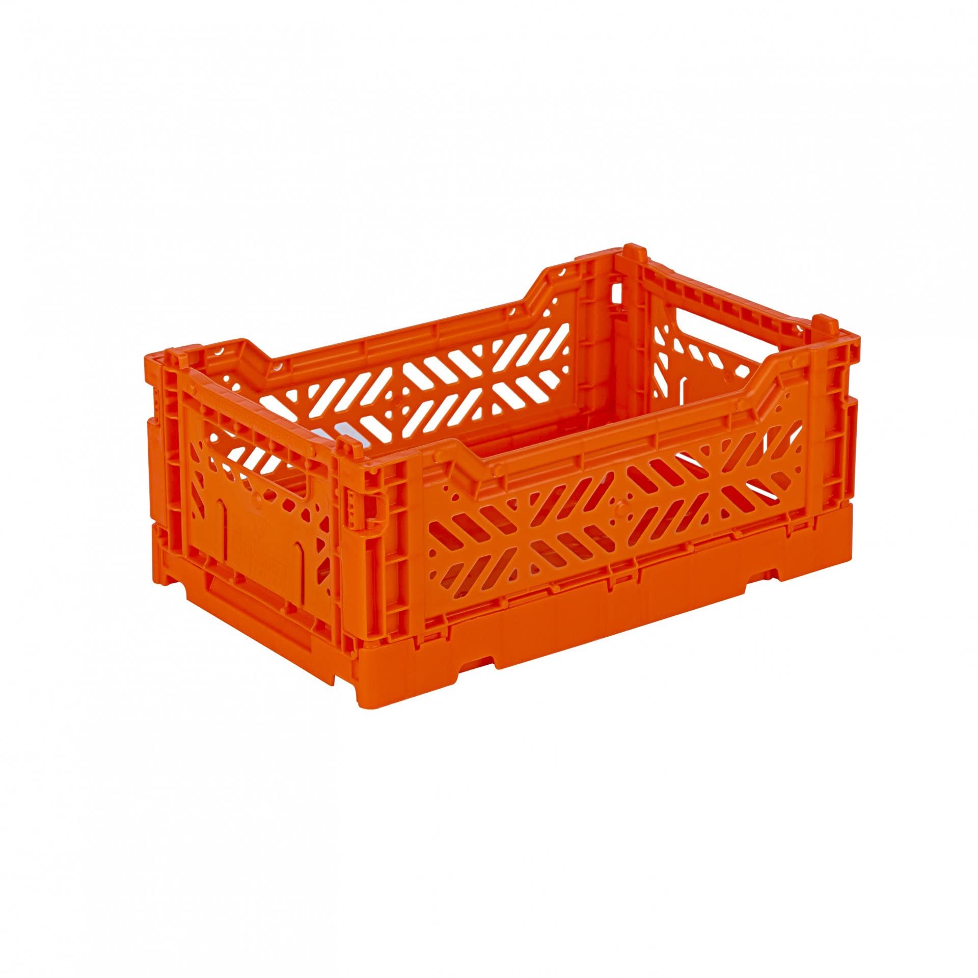 Aykasa Orange Folding Crate, Sturdy Folding Box, Plastic, Stackable, Mini (27 X 17 X 11 Cm)