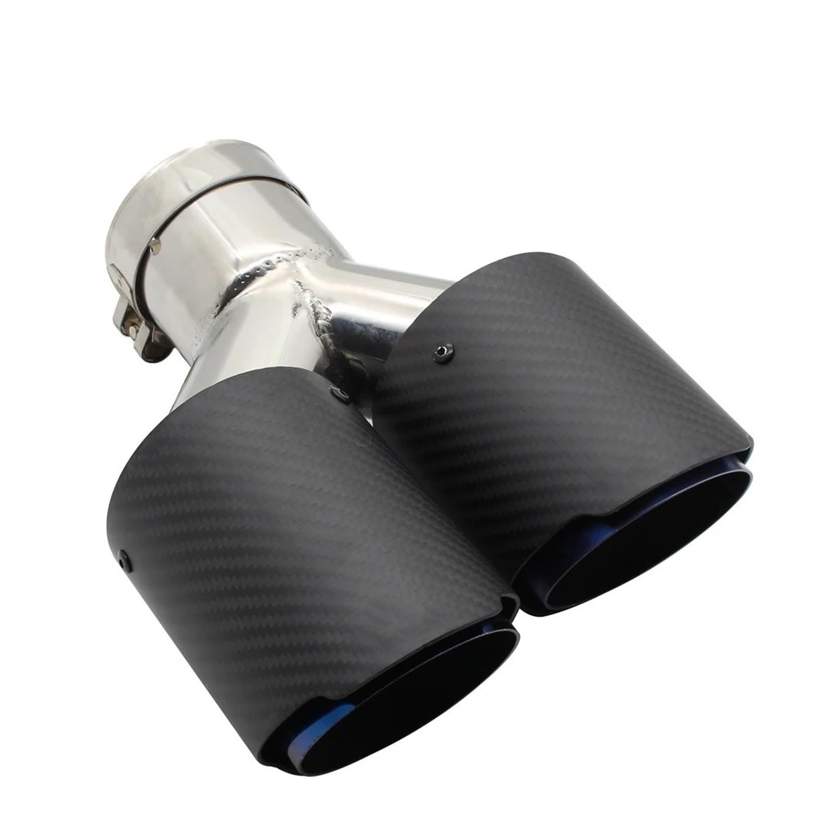 Tubo Punta Silenciador Coche Con Punta Y Forma Doble Salida, Silenciadores Tubo Escape, Decoración Boquilla, Universal, Acero Inoxidable Tubo Escape Silenciador(Right 63mm-89mm)