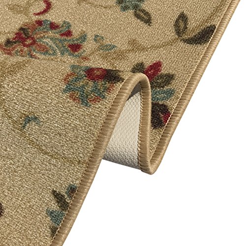 Kapaqua Rubber Backed Mat 18" X 31" Beige Floral Doormat Accent Non-Slip Entry Rug Ran1222-1X2 #TOP1