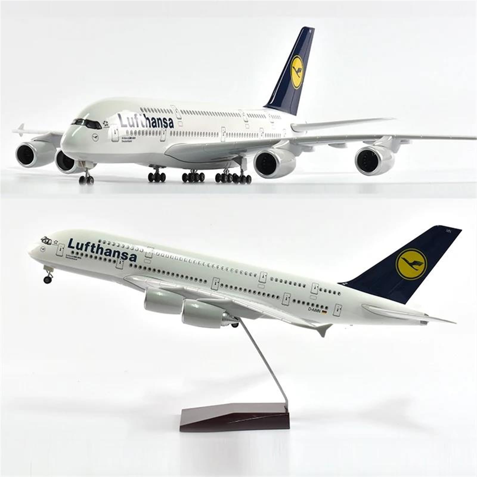 Modello di Aeroplano 46 cm per Lufthansa Airbus 380 Modello di Aereo 1/160 Aerei in Resina pressofusa Aerei Collezione squisita Altamente restaurata (Colore : No Light)