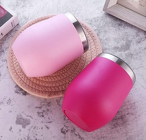 Miniatura 8 de Vaso de vino de acero inoxidable de 12 onzas con tapa, taza de viaje aislada de doble pared perfecta para vino, café, bebidas, champán, cócteles