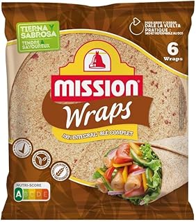 MISSION - Mission Wraps Au Blé Complet - Tortillas Tex Mex - Format Familial - Prêt en un Clin d'Oeil - 370g - Lot De 3 - Vendu Par Lot