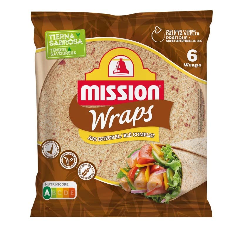 MISSION - Mission Wraps Au Blé Complet - Tortillas Tex Mex - Format Familial - Prêt en un Clin d'Oeil - 370g - Lot De 3 - Vendu Par Lot