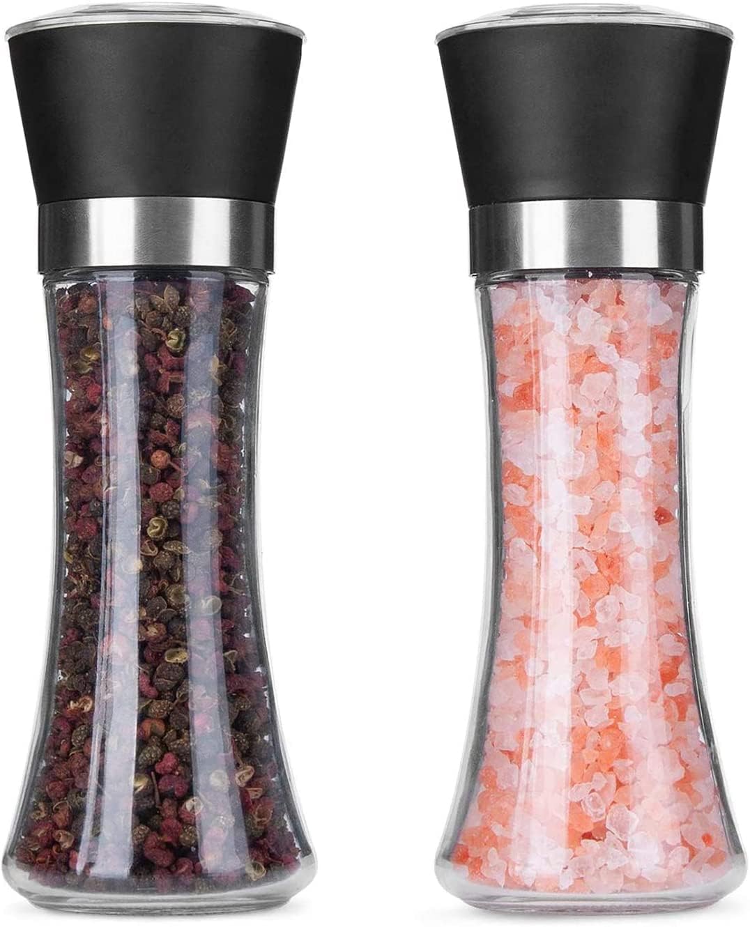 ペッパーミル 手動 ソルトamp ペッパーミル 胡椒挽き 操作簡単 こしょうミル 2セット 収納便利 セラミック刃 コショウ キッチン用品 岩塩 調味料入れ 結晶塩 ミル 調味料用 シリコーンベース スパイスミル 粗さ挽き調節可能 ソルトミル 大きい 受注生産品