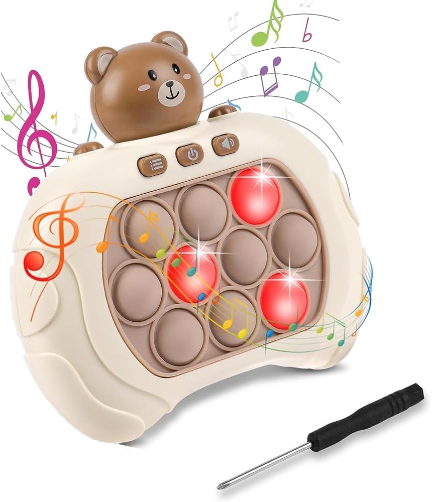 Quick Push Pop Light Up Game Toys Handheld Game Kids Toys Autism Sensory Pop Fidget Toys Decompression Breakthrough Puzzle Game Machine Bubble Stress Pop Game Birthday Gifts for Boys Girls (D)