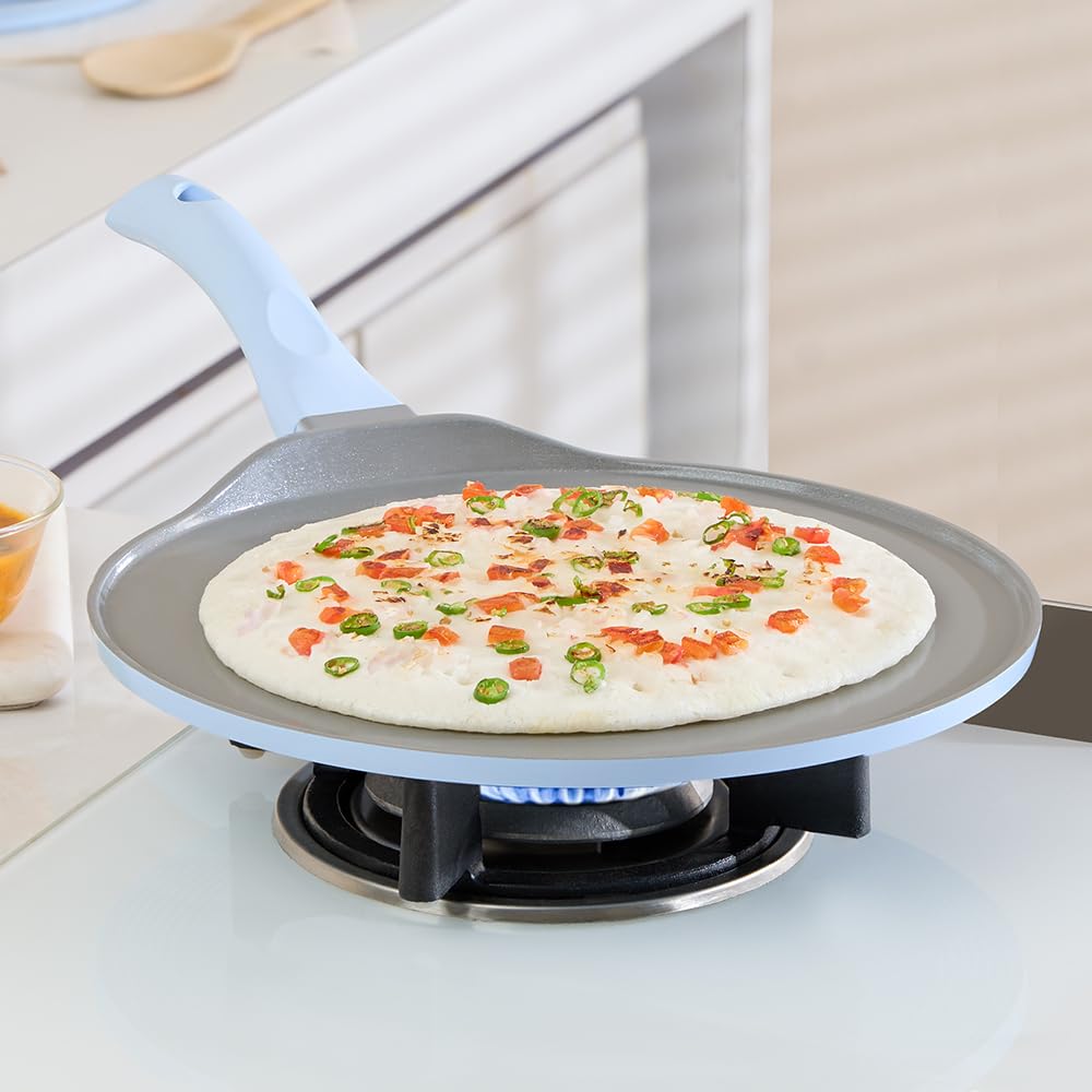 Borosil Ceramic Vajra 28 cm Flat Dosa Tawa | Gas Stove & Induction Compatible, Dishwasher Safe | PFOA and PFAS Free Tava | 1 Year Warranty, Sky Blue-image-25