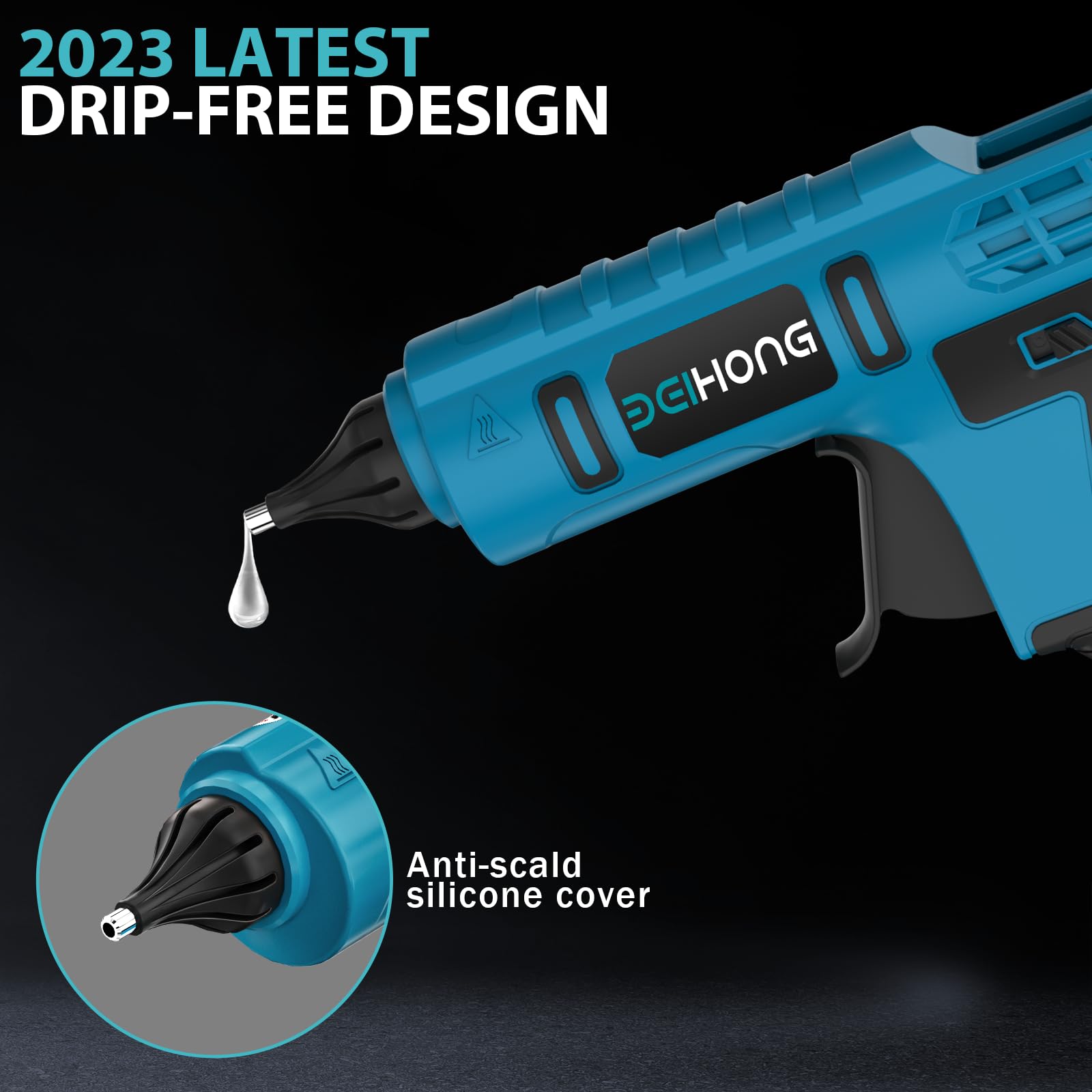 BEI & HONG 21V Cordless Hot Glue Gun, Drip-Free Fast HeatingHot Melt Glue Gun Tool, with 2.0AHBattery,Heavy Duty Glue Gun Kit with 20 PCS Full Size Glue Sticks, for Arts & Crafts & DIY Gifts