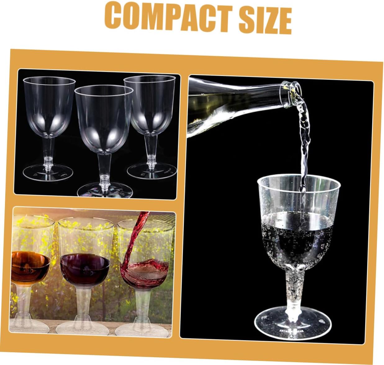 VALICLUD 48Pcs Clear Plastic Beverage Cups Reusable Cocktail Goblets for Parties Weddings and Festivals Unbreakable Wine Glasses Elegant Design for Home and Events