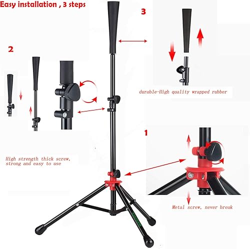 Miniatura 5 de Storgem Batting Baseball tee Softball, Easy to Adjustable Height,Portable Tripod Stand Base Tee for Hitting Training Practice,with Carrying Bag