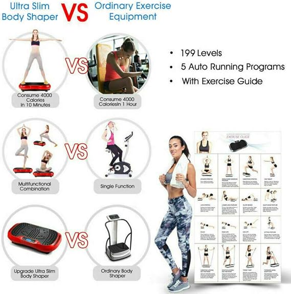 Fitness Vibration Plate Exercise Machine, Whole Body Vibration Platform, 180 Speed Levels, Max User Weight 330lbs
