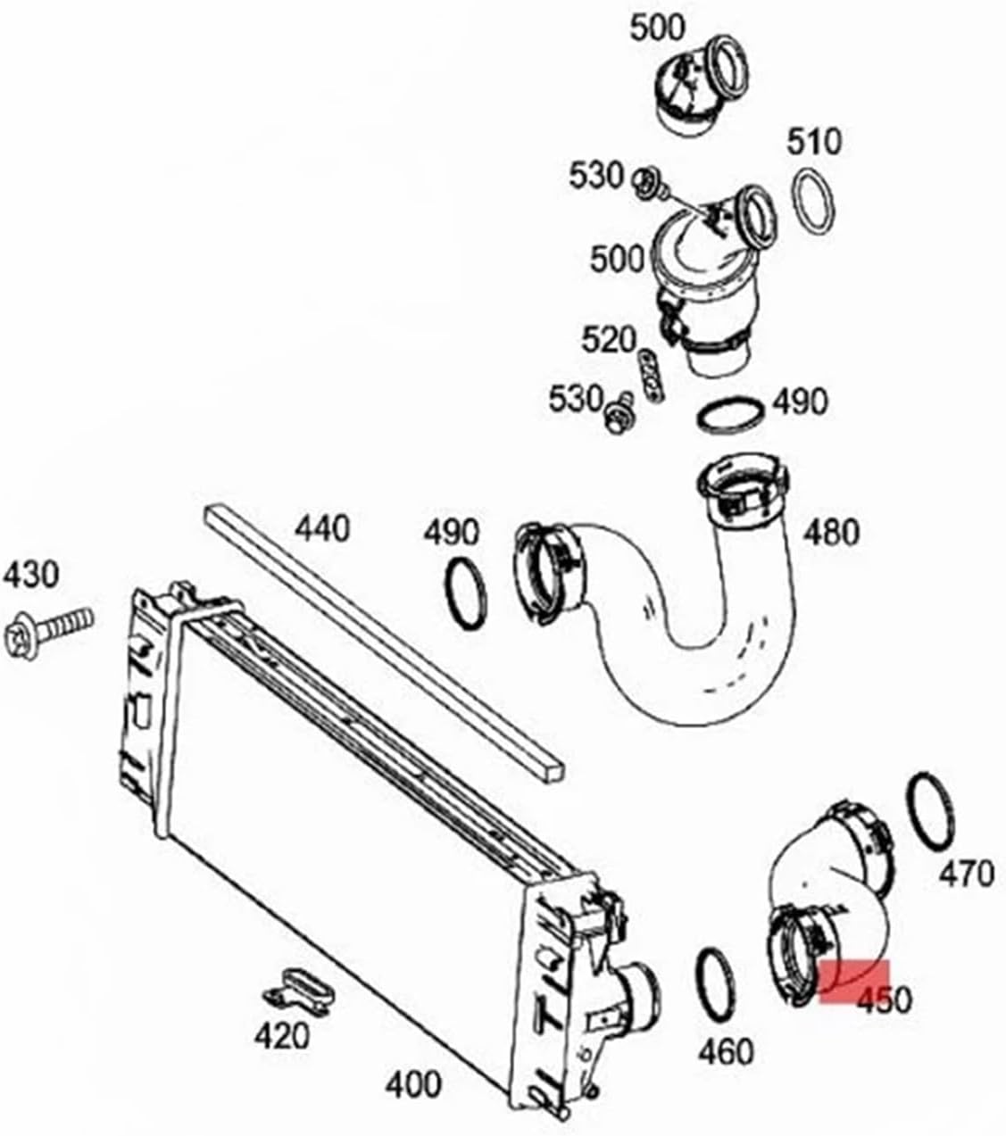 9065283782 Left Intercooler Turbocharger Air Pipe Compatible Sprinter 906 Booster Hose