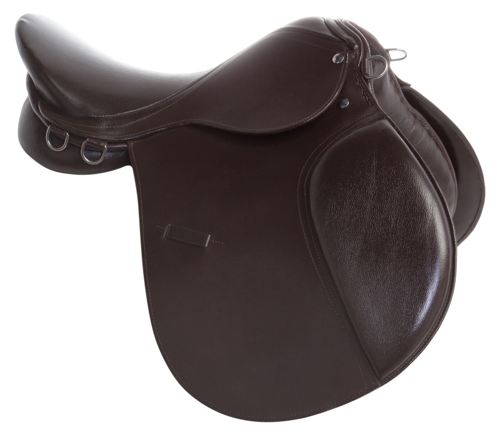 Kit de sillín de cuero de caballo inglés multiusos marrón de 15, 16, 17 y 18 pulgadas