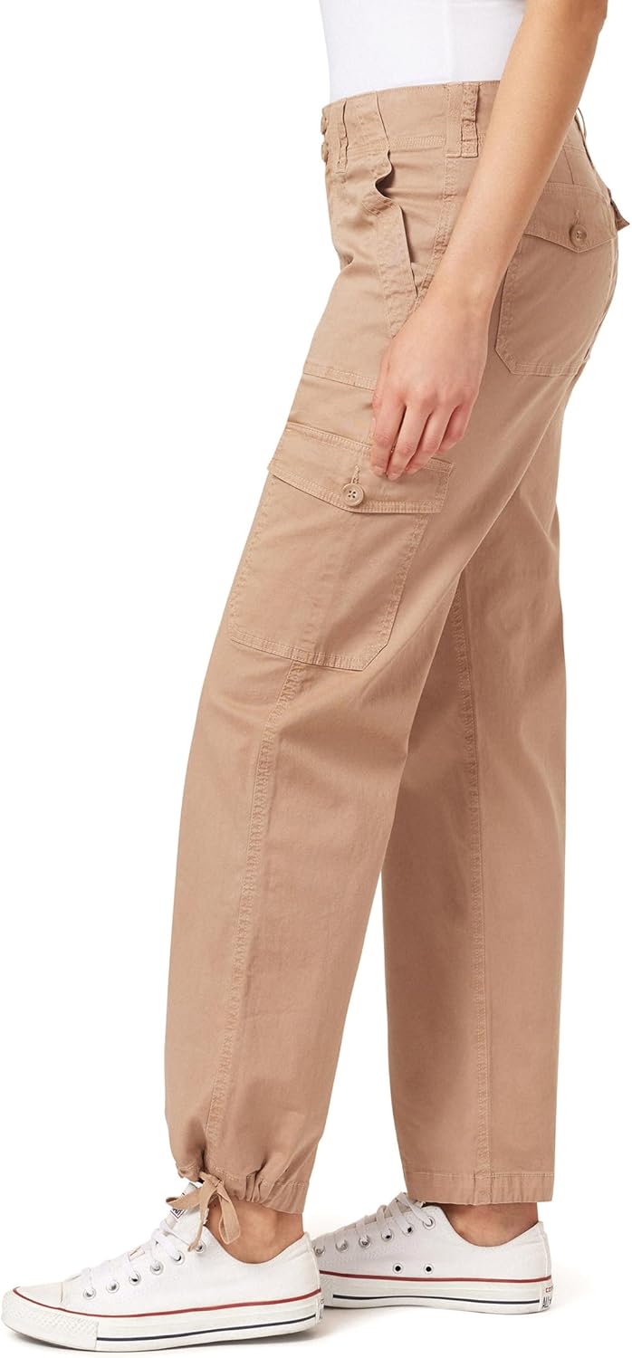 WallFlower Women's Luscious Curvy Twill Cargo Jogger Mid Rise Insta Stretch Juniors Pants