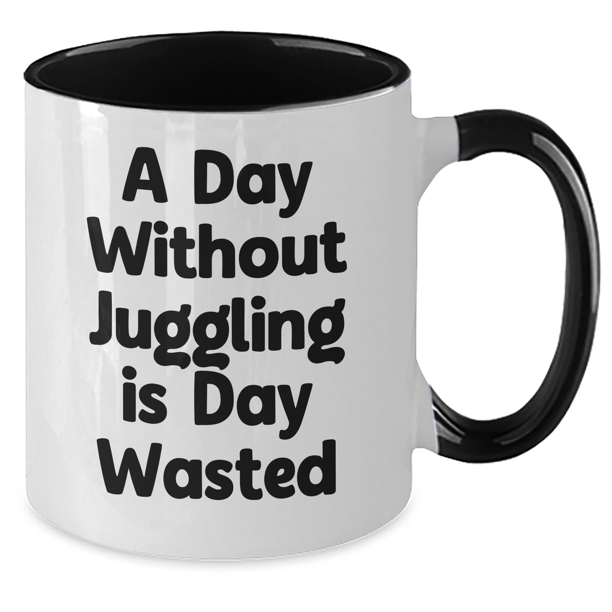 GIFTVILLE & SURPRISE A Day Without Juggling Is Day Wasted Two Tone Coffee Mug Funny Juggling Gifts Birthday