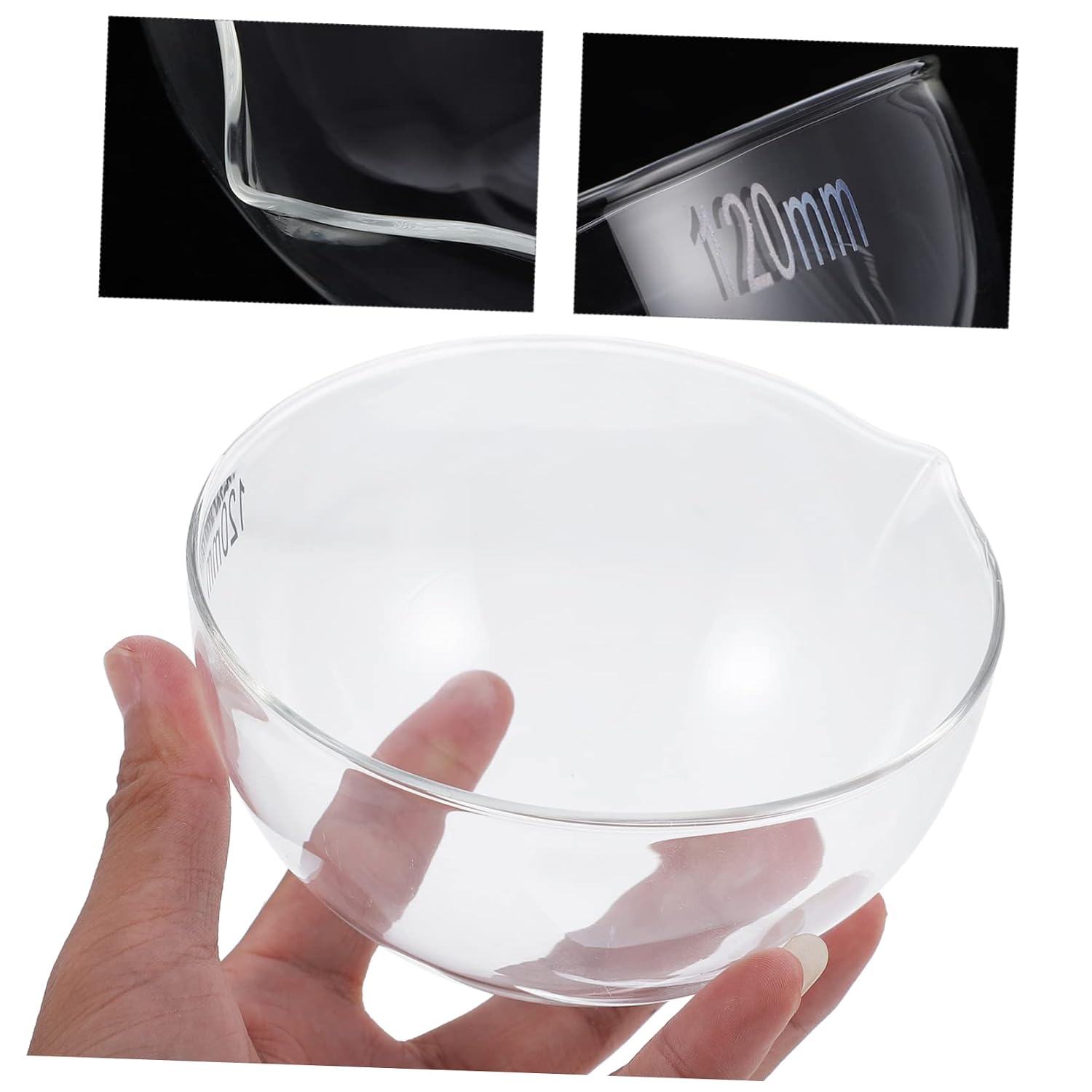ABOOFAN Borosilicate Glass Evaporating Dish Spout Round Bottom 1000ml Heat Resistant Evaporation Bowl for Laboratory Use