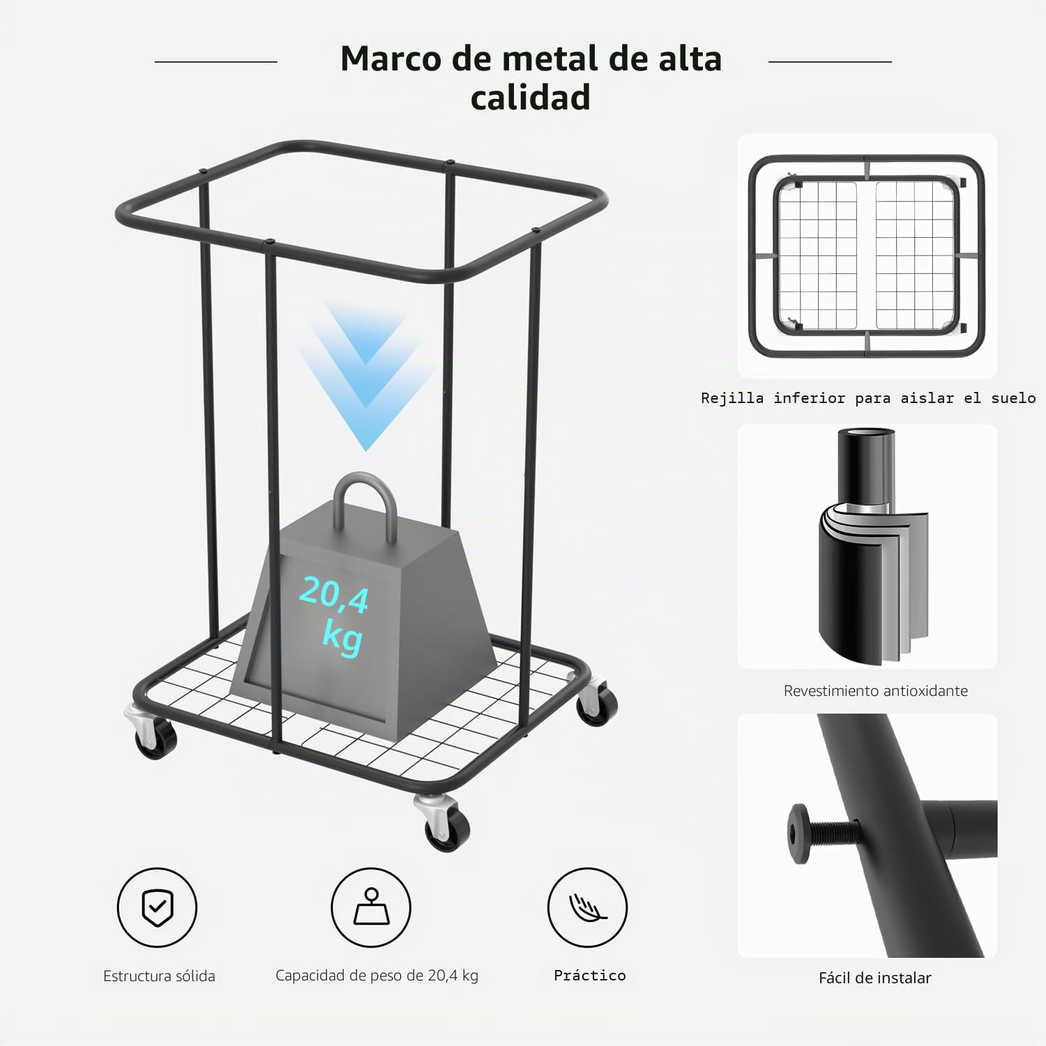 Cestas de lavandería grandes de 150 litros con tapa, cestas de tela Oxford, marco de metal y bolsa extraíble, diseño con ruedas para dormitorio, baño, dormitorio, lavandería (tapa de helado)