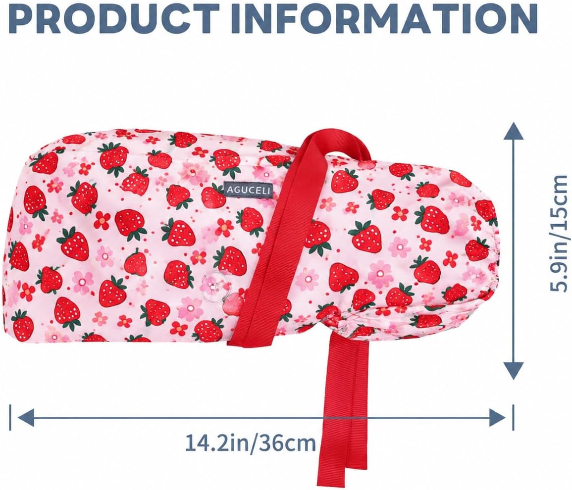 Satin Lined Scrub Cap for Women – Ponytail Holder & Buttons, Adjustable Nurse Cap with Sweatband for Long Hair (Crimson)