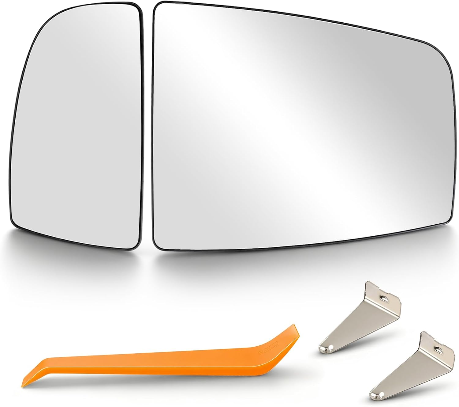 AUTOKAY Left Driver Side Upper & Lower Mirror Glass with Heated Fits for Ford Transit T150 T250 T350 2015-2022, Driver Side Exterior Rearview Mirror Replacement with Backing Plate