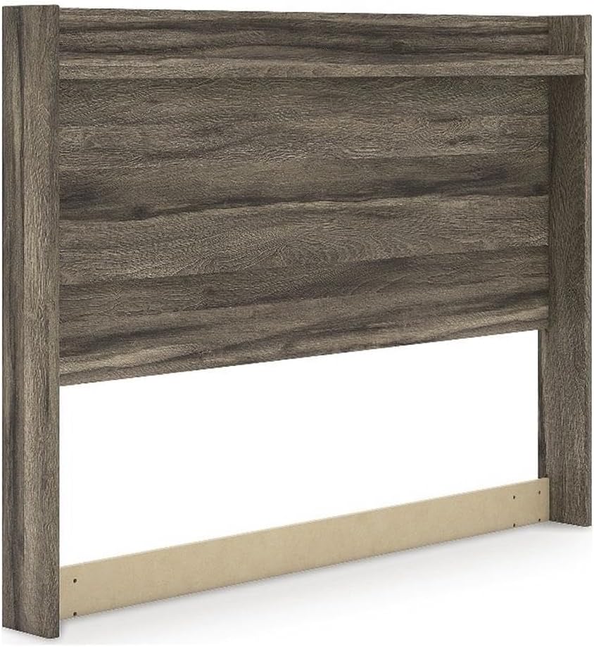 BOWERY HILL Queen Panel Headboard, 62.72" W x 51.5" H, Engineered Wood, Weathered Brown Oak Grain Finish, Dimmable LED Lighting, Modern and Rustic Style for Bedroom Decor