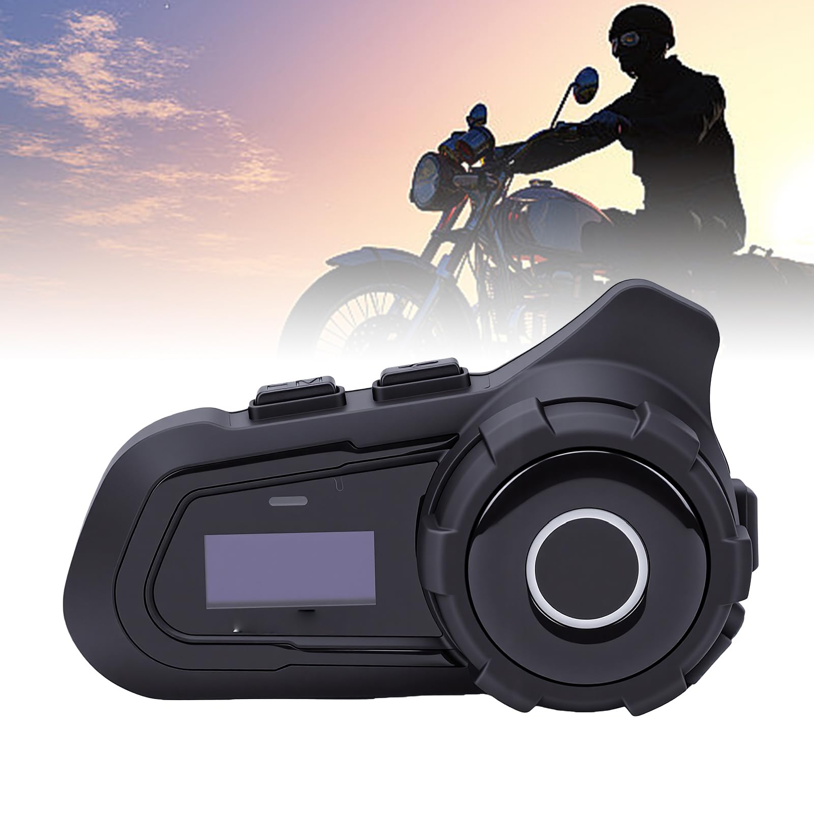 VBESTLIFE Auricolare Interfono Bluetooth per Moto, con Display Digitale, Riduzione del Rumore CVC 8.0, Interfono per 6 Motociclisti, Portata 1500 M, per Mezzo Casco Integrale