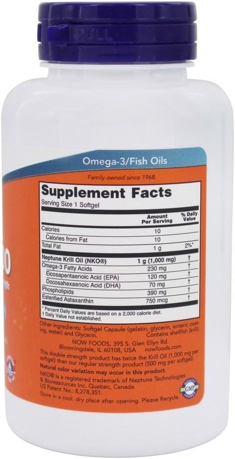Now Foods Neptune Krill, 1000mg Double Strength, 60 Softgels, No Color, 60 count (Pack of 1) - Image 4