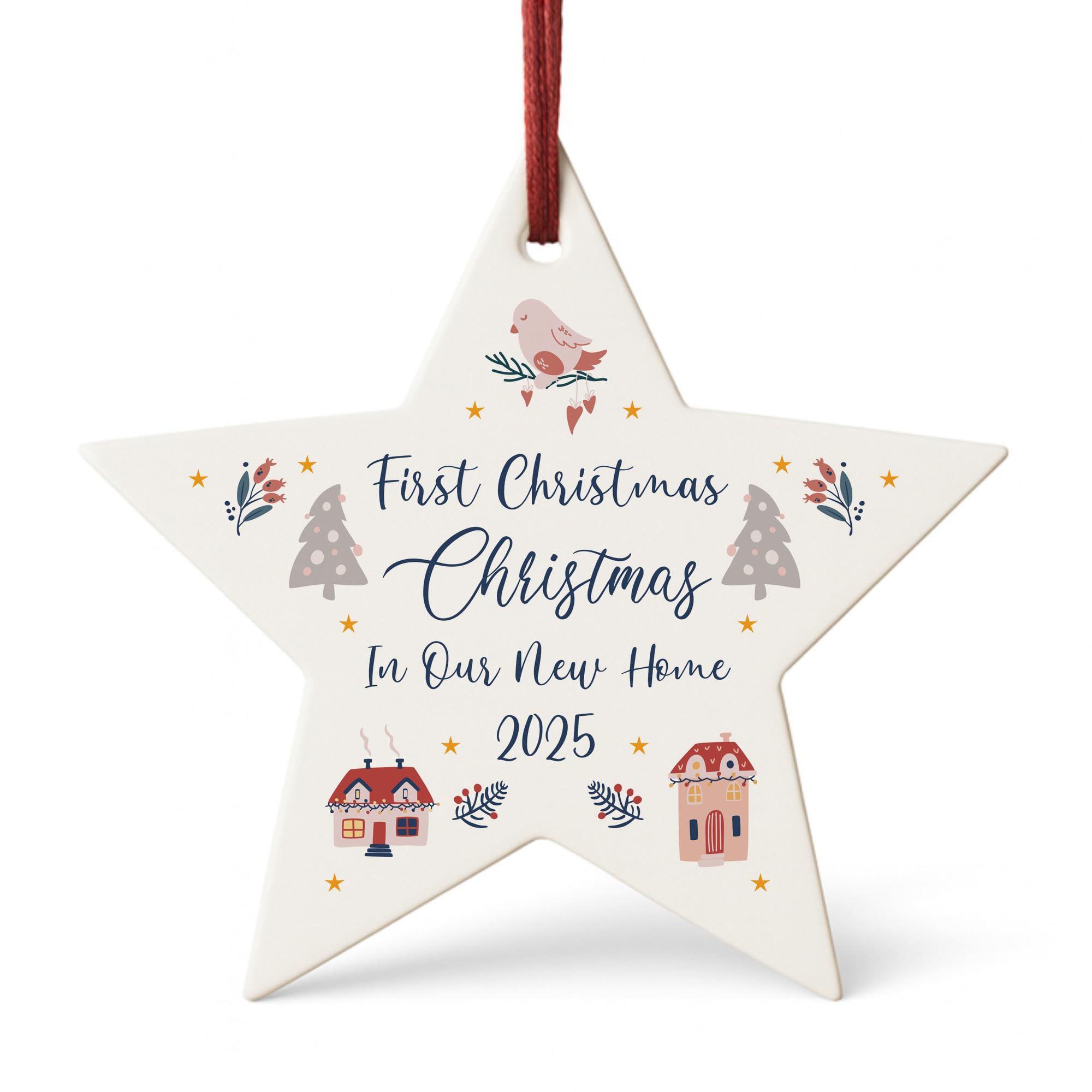 Red Ocean First Christmas In Our New Home Bauble Personalised Acrylic Star For Christmas Tree For Couple Family Friend New Home Ornament Keepsake